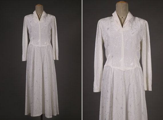 1930’s - 1940’s Rayon Maxi Wedding Dress – Size M - image 1