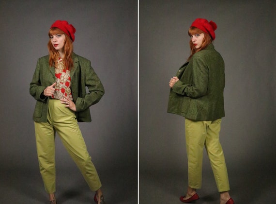 1980's LAURA ASHLEY Herring Bone Tweed Blazer