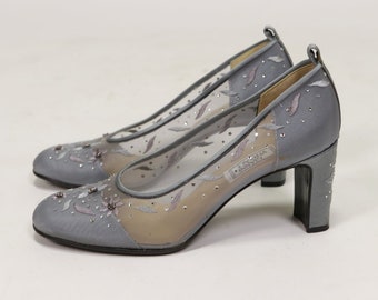 1990s GIANNI VERSACE Net Embroidered Pumps - Size 39