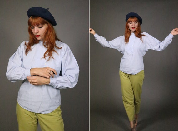 1970's Pin Striped Blue KENZO Shirt - Size S - M