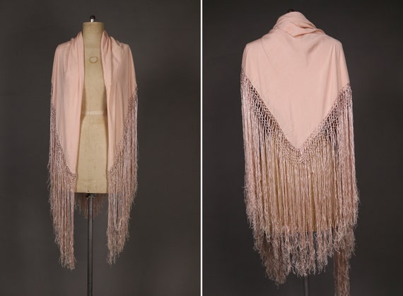 1900's Antique Light Pink Piano Shawl - Antique Ed