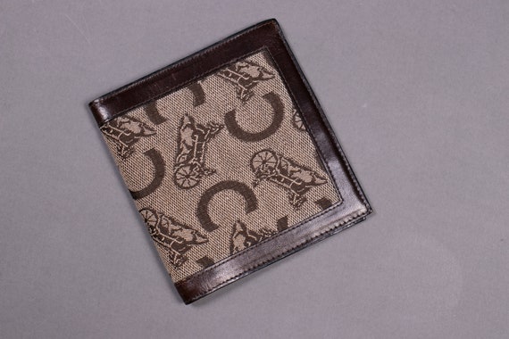 1970's CELINE Leather and Canvas Card Holder / Wal