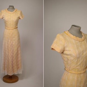 1960s Floral Lace maxi dress - Size Xs-S
