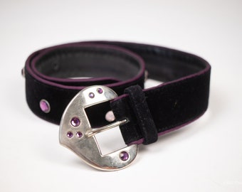 1980s Purple Velvet and leather ESCADA Belt