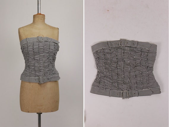 1990s JOHN GALLIANO Stripped Bustier Top - Size S - image 1