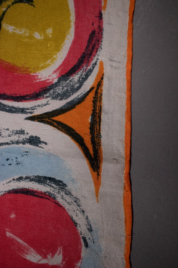 1940's Colorful Swirl Motif Silk Scarf - image 7