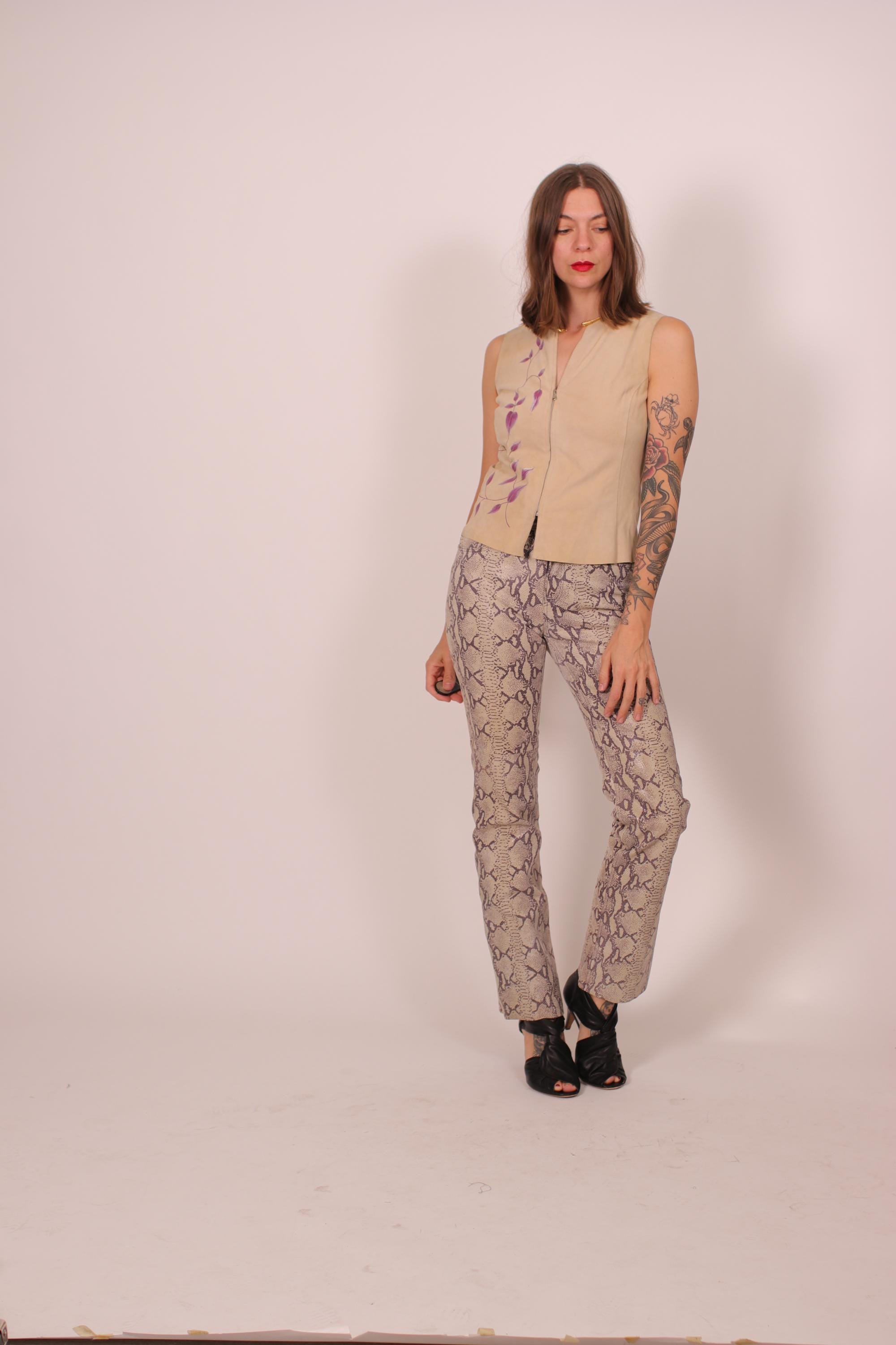 1990s-2000s Python Prints Leather Pants - Size Xs-s - Etsy