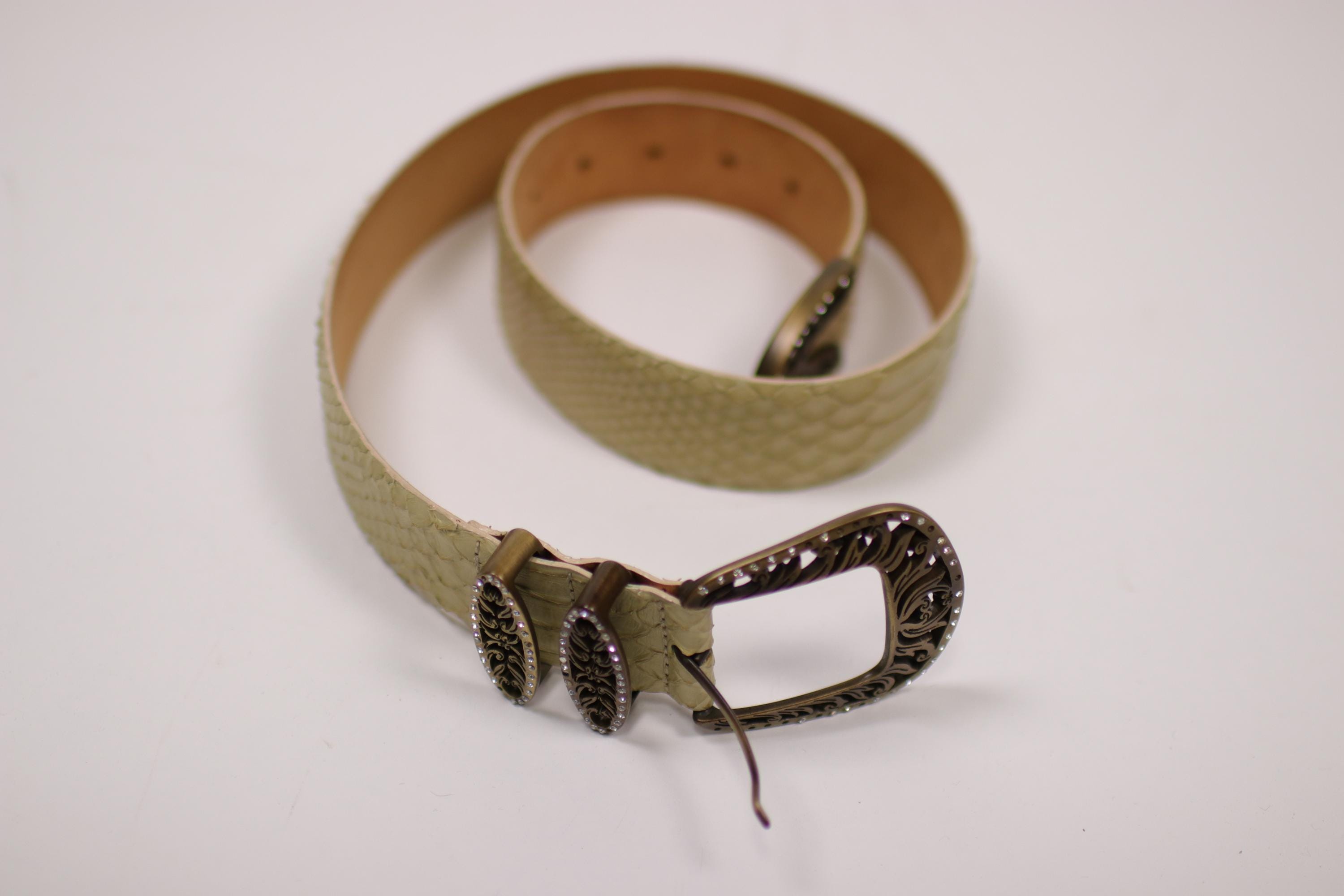 Y2K Python Genuine Leather Belt, Wide Dress Belt, Handmade