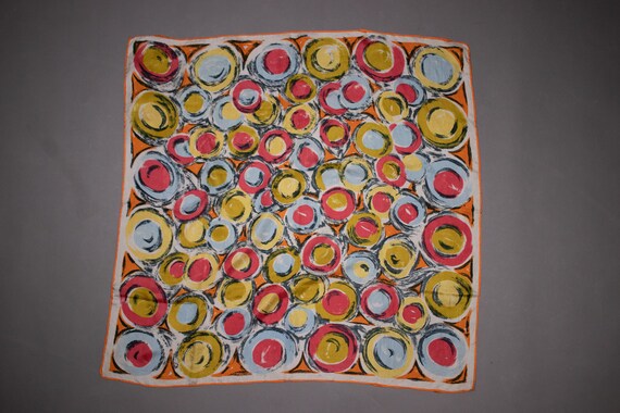 1940's Colorful Swirl Motif Silk Scarf - image 3