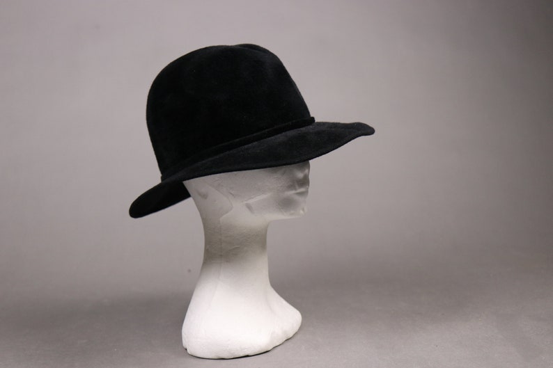 1980/'s MARIDA Rabbit Fur Black Hat Size 21