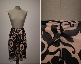 2000s ESCADA Black and White Silk Skirt - Size M
