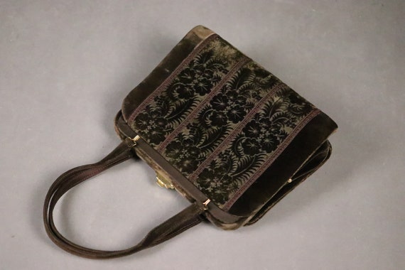 1940's Brown Velvet Bag - 40's Velvet Relief Eveni