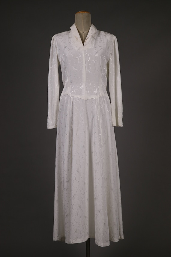 1930’s - 1940’s Rayon Maxi Wedding Dress – Size M - image 2