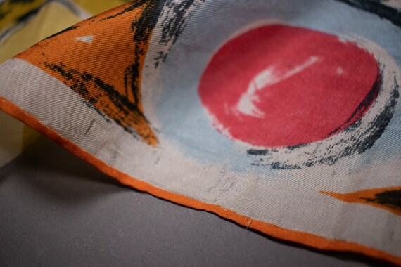 1940's Colorful Swirl Motif Silk Scarf - image 8