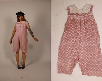 RARE! 1910s Cotton Beach Pyjama - Edwardian Romper / Playsuit - Size S to M