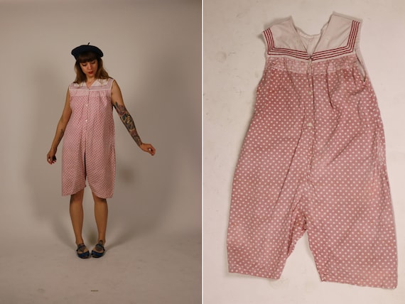 RARE! 1910s Cotton Beach Pyjama - Size S to M - image 1