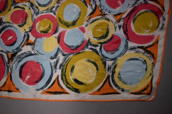 1940's Colorful Swirl Motif Silk Scarf - image 4