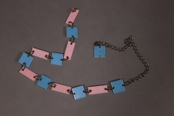 1940's Pink and Blue Celluloid Chain Belt