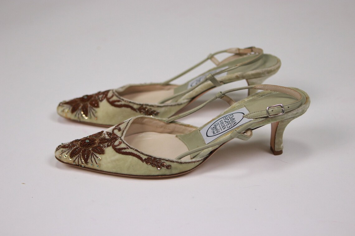 1990s EMMA HOPE�S Velvet Embroidered Shoes Size 36.5 Etsy