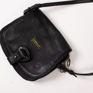 Vintage Black leather and tartan Barbour Shoulder Bag