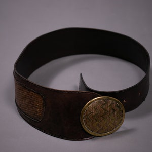 1940&#39;s Wide Leather and Straw Waist Belt - Size S to M