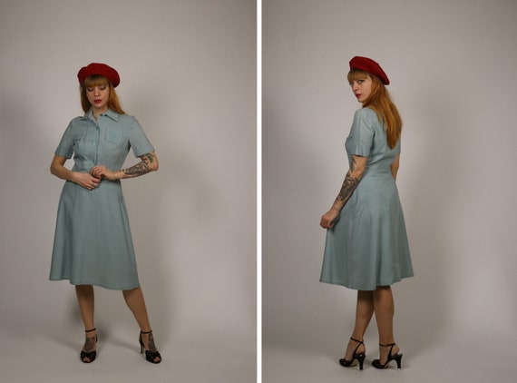 1950s Light Blue Dress - Size S