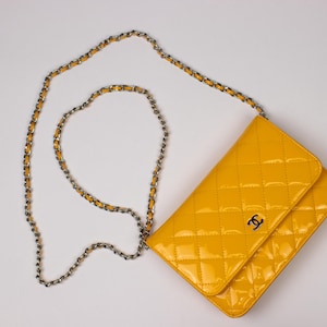 CHANEL Wallet on chain Yellow Patent bag