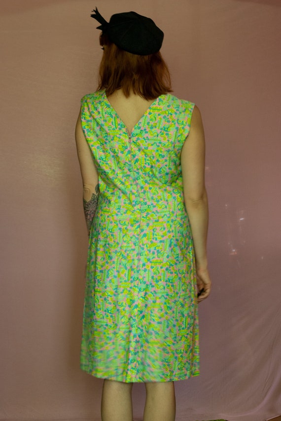 1960's Green psychedelic Silk Dress - Size M - image 7