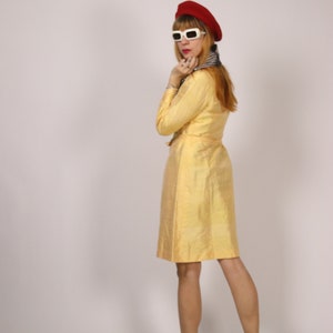 1960's Yellow Raw Silk ress 60's Silk Dress Size S image 6