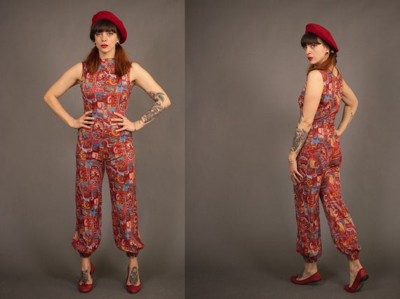 RARE - 1960's Colorful Psychedelic Jumpsuit - Size