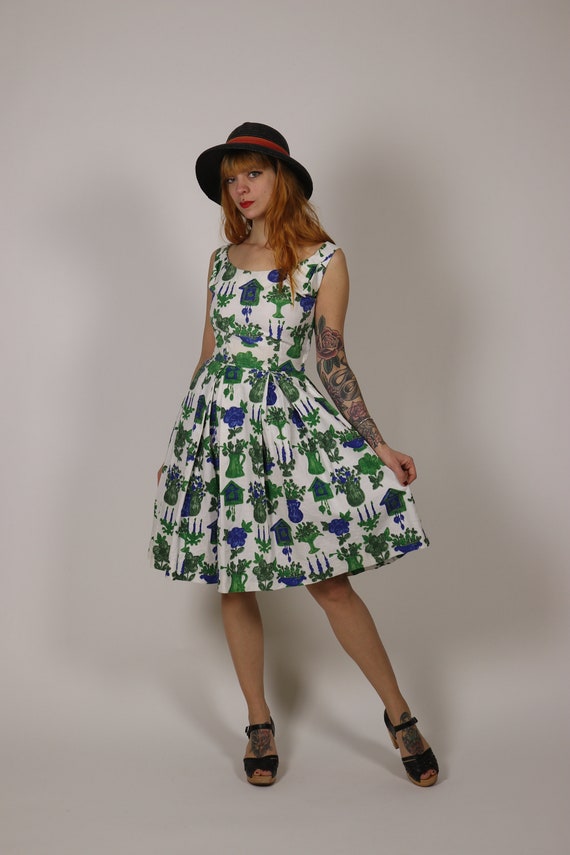 1950's Novelty Cotton Sundress - Size S - image 3