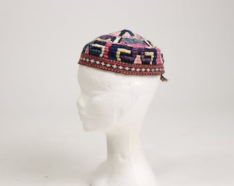 Antik 1900-1920s Tubiteyka Uzbek - Small Embroidered Hat