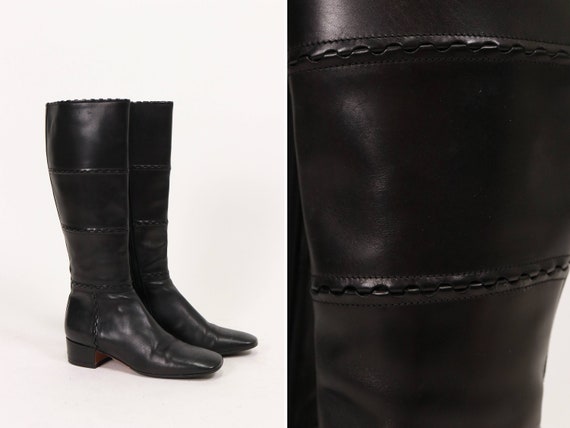 AZZEDINE ALAIA Black Tall Leather Boots - Size 36… - image 1