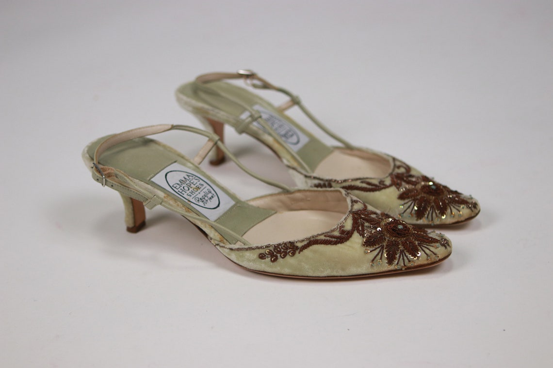 1990s EMMA HOPE�S Velvet Embroidered Shoes Size 36.5 Etsy