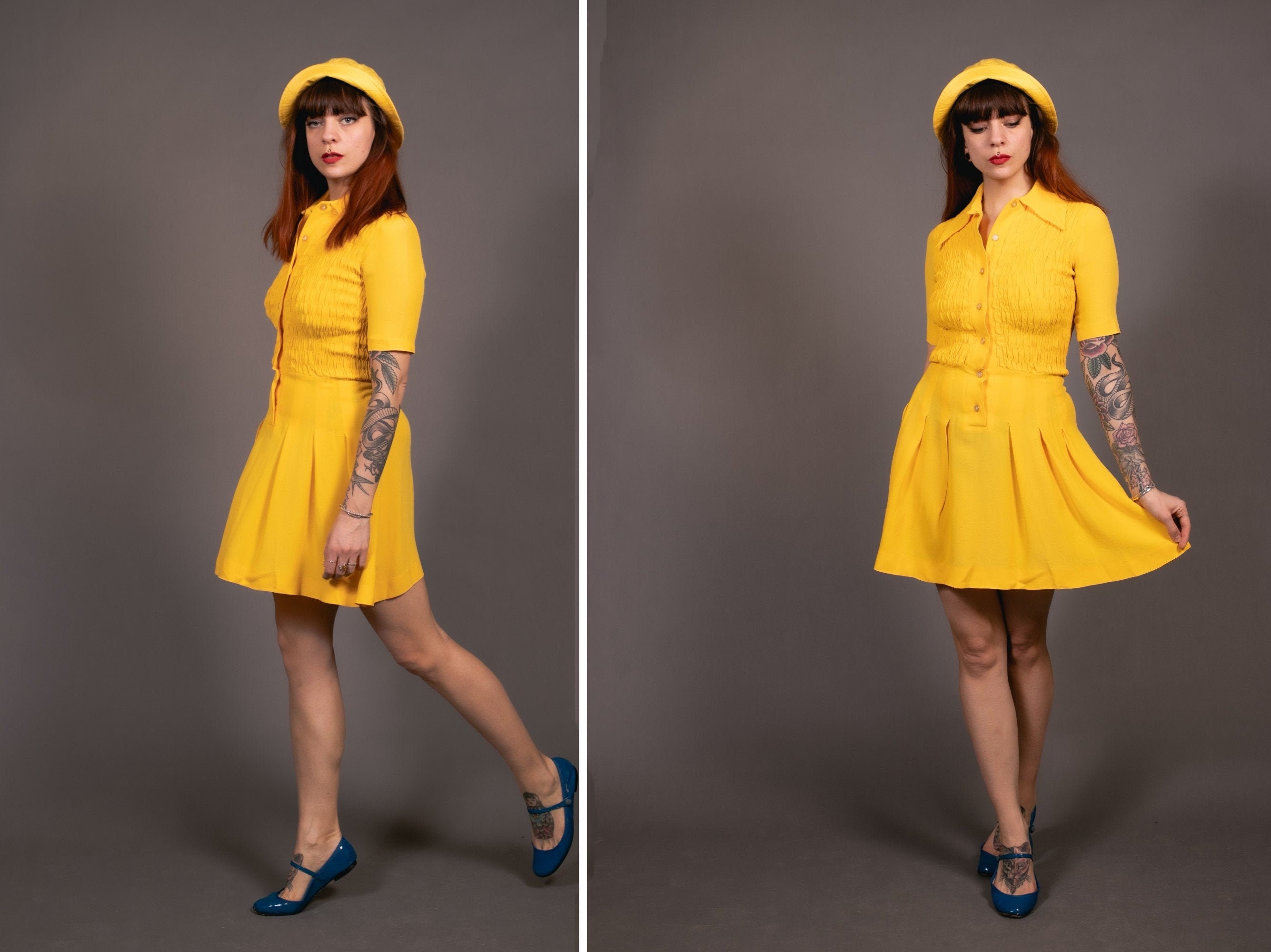 bright yellow mini dress