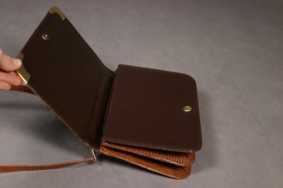 1960's -1970's Brown Lizard Bag - 60's Top Handle… - image 8