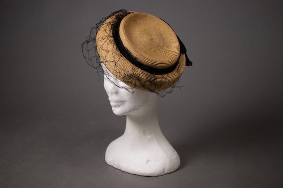 1950's Side Straw Hat - 50's Straw Elegant Summer