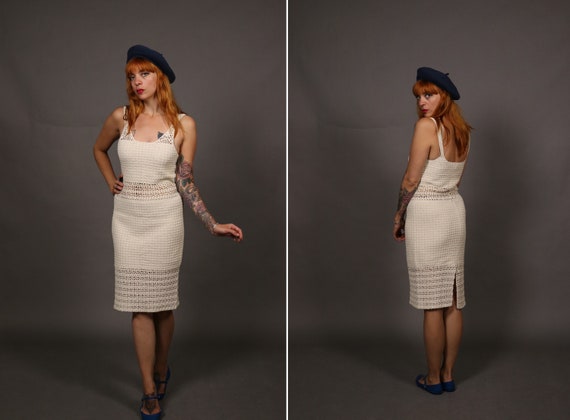 1970's White Macramé Summer Dress - Sie S