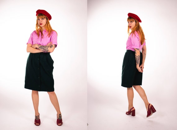 1970's Yves SAINT LAURENT Green Wool Skirt- 70's Emerald 1970's Yves SAINT LAURENT Green Wool Skirt- 70's Emerald
