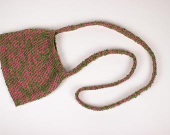 RARE 1990s Vintage CHANEL Pink Knitted Bag