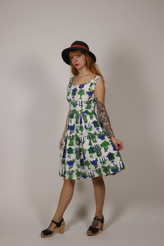 1950's Novelty Cotton Sundress - Size S - image 5