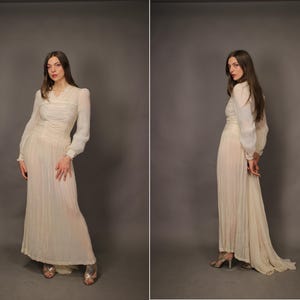 Vintage 1930s White Chiffon Silk Wedding Dress