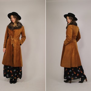 1970s Leather Shearling Coat - Size S