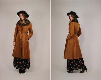 1970s Leather Shearling Coat - Size S