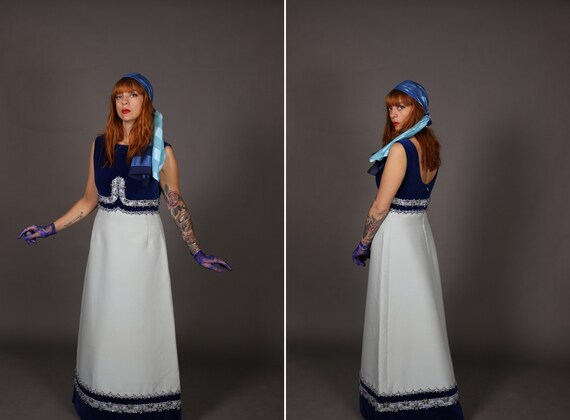1960's Evening Long Evening Dress, velvet and wool