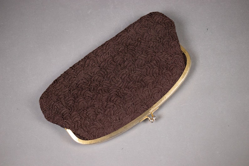 1940's Brown Soutache Clutch 40's Cord Soutache Evening Bag image 4