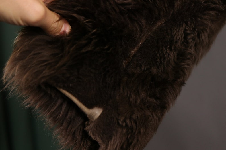 May include: Close-up of a brown faux fur fabric. The fur is soft and fluffy, with a slight sheen.