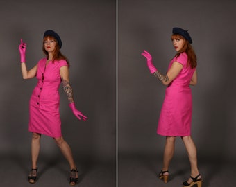 1980'S UNGARO Pink Cotton Dress - Size S