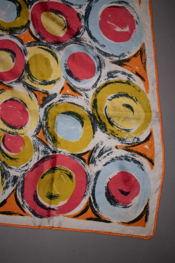 1940's Colorful Swirl Motif Silk Scarf - image 6