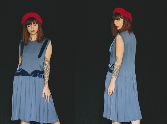 1920's Purple/Blue Rayon Dress - 20's Purple Thick